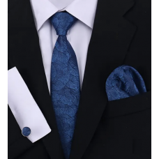 3delige set stropdas pochet manchetknopen tinten blauw Fantasy